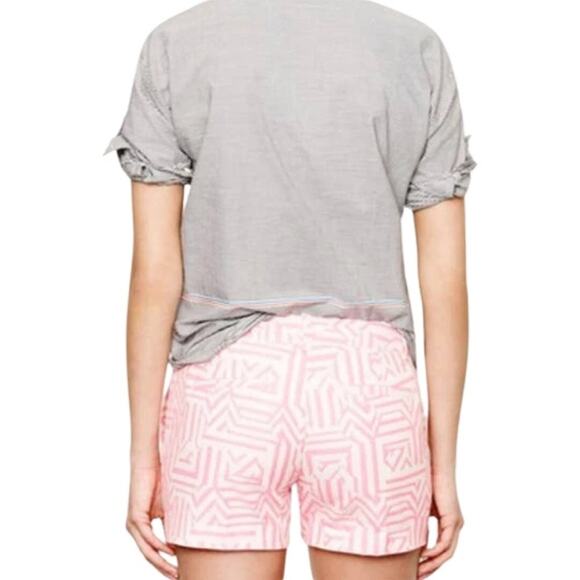 J.Crew Chino Tiki Stretch Shorts Mid Waisted Shorts 2 Neon Azalea Pink White - Picture 5 of 15